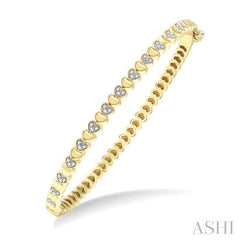 ASHI Gold Vermeil Puffed Heart Shape Diamond Bangle 84108PPSSSLBG-GV