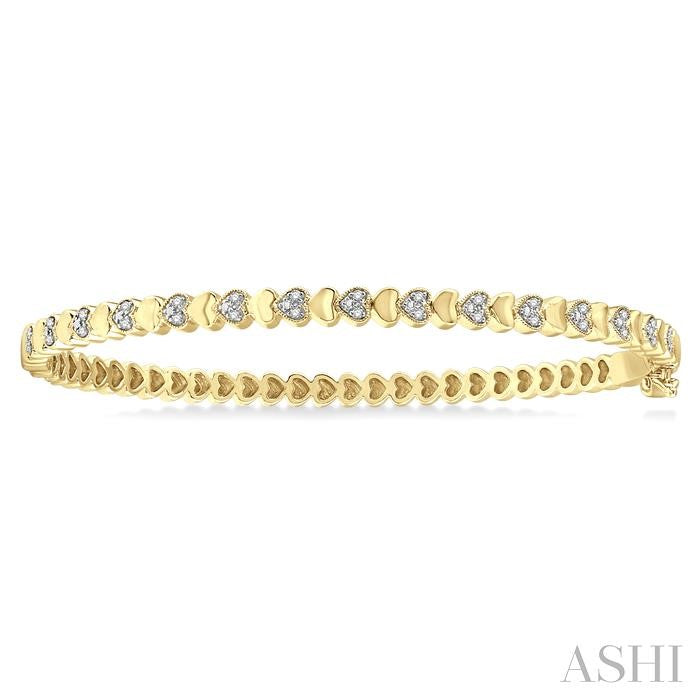 ASHI Gold Vermeil Puffed Heart Shape Diamond Bangle 84108PPSSSLBG-GV