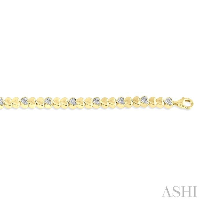ASHI Gold Vermeil Puffed Heart Shape Diamond Bracelet 84108PPSSSLTB-GV