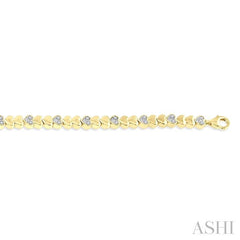 ASHI Gold Vermeil Puffed Heart Shape Diamond Bracelet 84108PPSSSLTB-GV