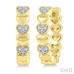 ASHI Gold Vermeil Heart Shape Diamond Hoop Earrings 84109PPSSSLER-GV