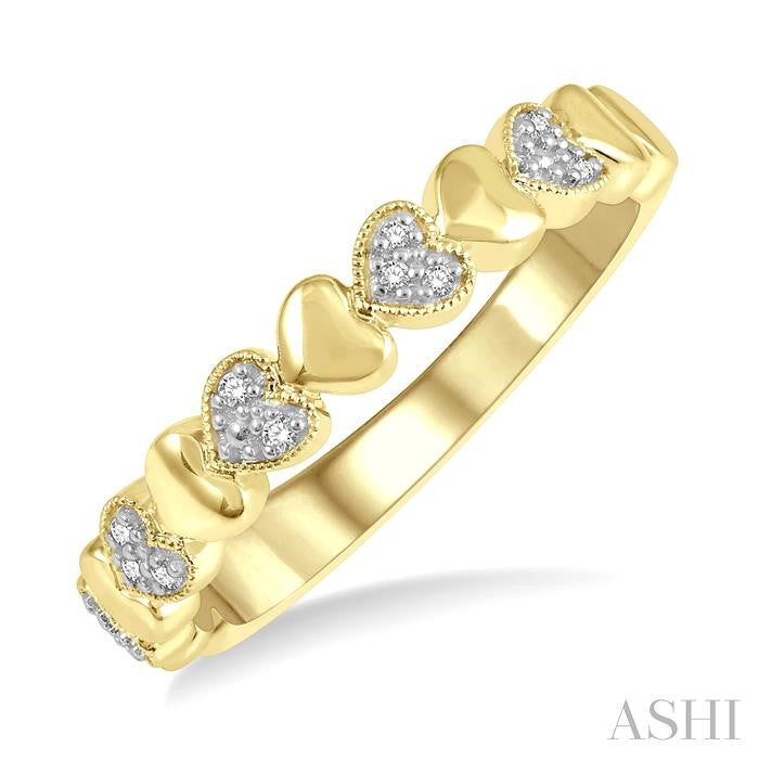 ASHI Gold Vermeil Puffed Heart Shape Diamond Band 84109PPSSSLRG-GV