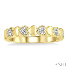 ASHI Gold Vermeil Puffed Heart Shape Diamond Band 84109PPSSSLRG-GV