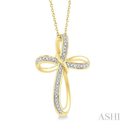 ASHI Gold Vermeil Cross Diamond Fashion Pendant 84149PPSSSLPD-GV