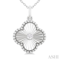 ASHI Silver Clover Fluted Medallion Petite Diamond Fashion Pendant 84209PPSGSLPD-CLV