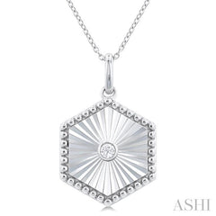ASHI Silver Hexagon Shape Fluted Medallion Diamond Pendant 84209PPSGSLPD-HEX