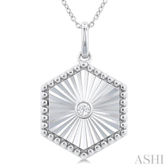 ASHI Silver Hexagon Shape Fluted Medallion Diamond Pendant 84209PPSGSLPD-HEX