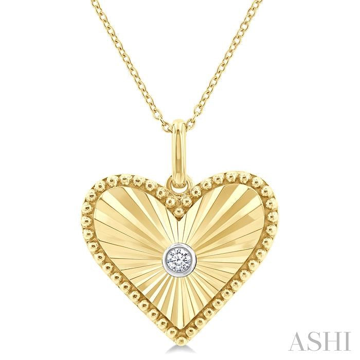 ASHI Gold Vermeil Heart Shape Fluted Medallion Diamond Pendant 84209PPSGSLPD-HRT-GV