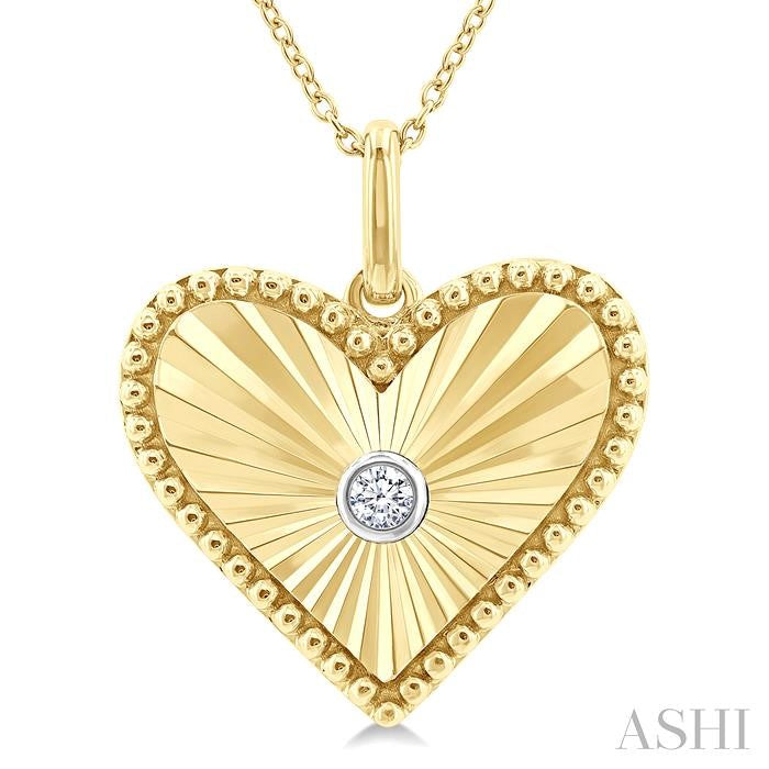 ASHI Gold Vermeil Heart Shape Fluted Medallion Diamond Pendant 84209PPSGSLPD-HRT-GV