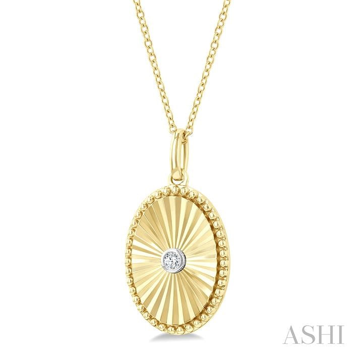 ASHI Gold Vermeil Oval Shape Fluted Medallion Diamond Pendant 84209PPSGSLPD-OV-GV