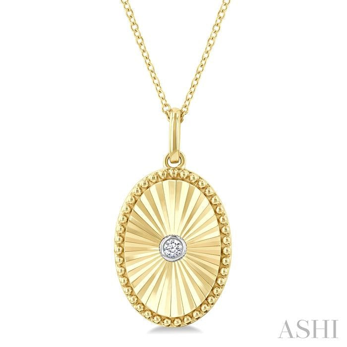 ASHI Gold Vermeil Oval Shape Fluted Medallion Diamond Pendant 84209PPSGSLPD-OV-GV