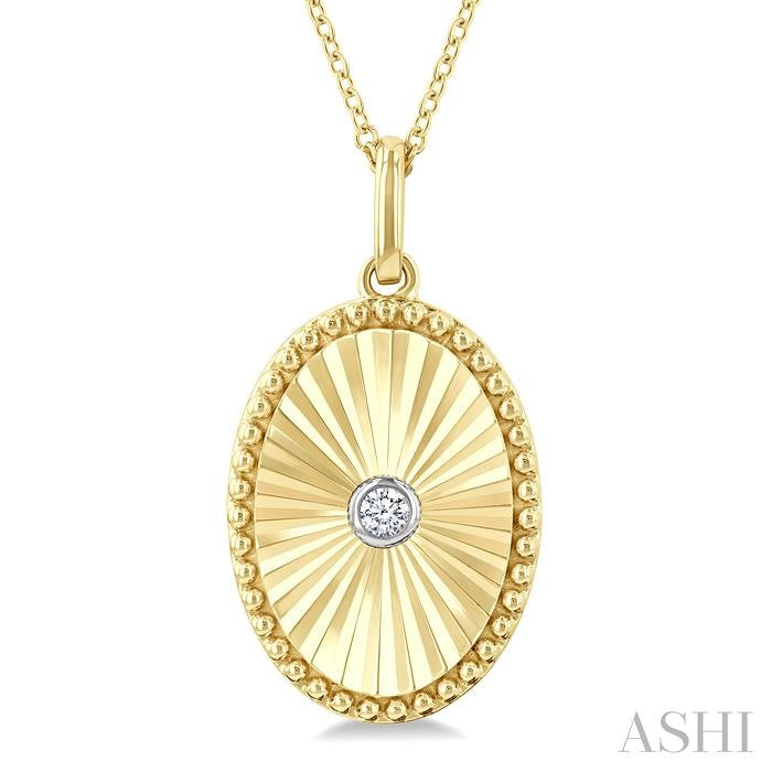 ASHI Gold Vermeil Oval Shape Fluted Medallion Diamond Pendant 84209PPSGSLPD-OV-GV