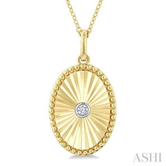 ASHI Gold Vermeil Oval Shape Fluted Medallion Diamond Pendant 84209PPSGSLPD-OV-GV