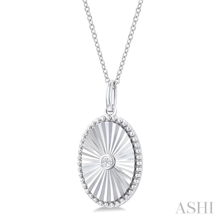 ASHI Silver Oval Shape Fluted Medallion Diamond Pendant 84209PPSGSLPD-OV