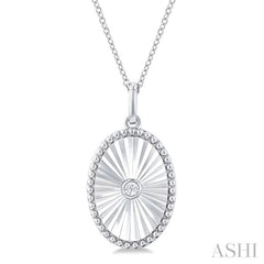 ASHI Silver Oval Shape Fluted Medallion Diamond Pendant 84209PPSGSLPD-OV