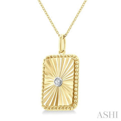 ASHI Gold Vermeil Rectangular Shape Fluted Medallion Diamond Pendant 84209PPSGSLPD-RCT-GV