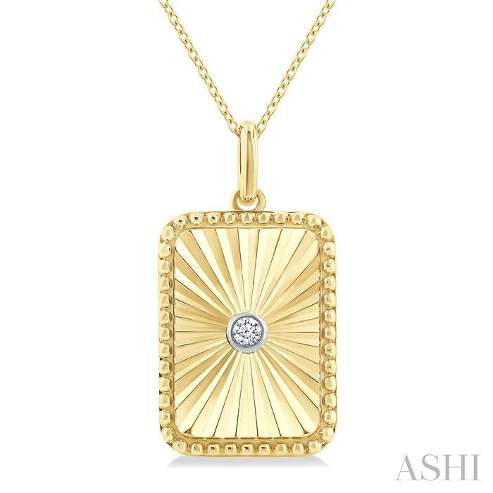 ASHI Gold Vermeil Rectangular Shape Fluted Medallion Diamond Pendant 84209PPSGSLPD-RCT-GV
