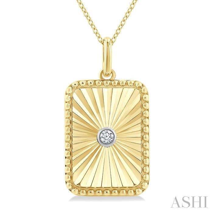 ASHI Gold Vermeil Rectangular Shape Fluted Medallion Diamond Pendant 84209PPSGSLPD-RCT-GV