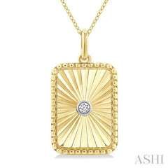 ASHI Gold Vermeil Rectangular Shape Fluted Medallion Diamond Pendant 84209PPSGSLPD-RCT-GV