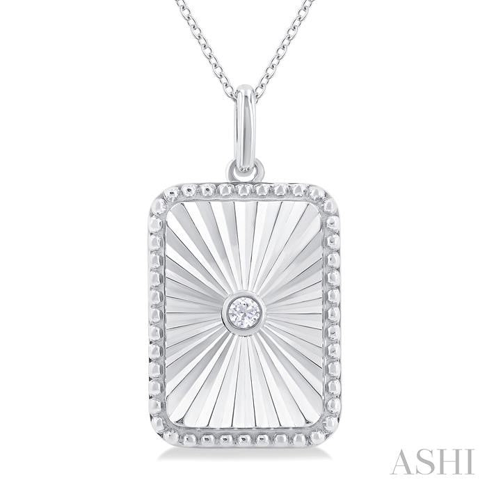 ASHI Silver Rectangular Shape Fluted Medallion Diamond Pendant 84209PPSGSLPD-RCT
