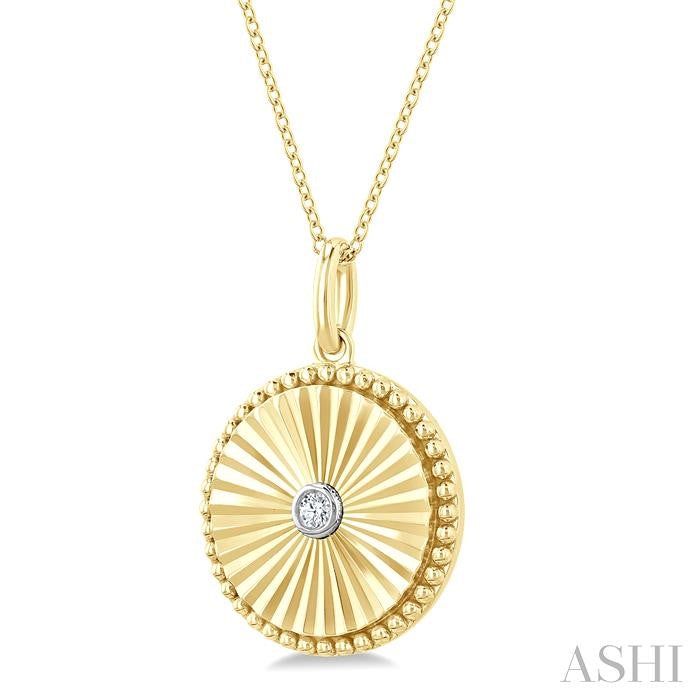 ASHI Gold Vermeil Round Shape Fluted Medallion Diamond Pendant 84209PPSGSLPD-RD-GV