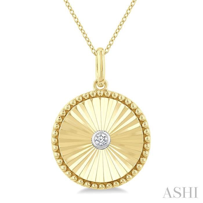 ASHI Gold Vermeil Round Shape Fluted Medallion Diamond Pendant 84209PPSGSLPD-RD-GV