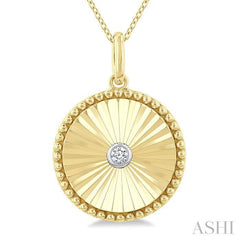 ASHI Gold Vermeil Round Shape Fluted Medallion Diamond Pendant 84209PPSGSLPD-RD-GV