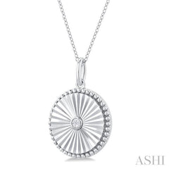 ASHI Silver Circle Shape Fluted Medallion Diamond Pendant 84209PPSGSLPD-RD