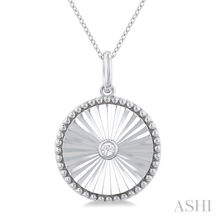 ASHI Silver Circle Shape Fluted Medallion Diamond Pendant 84209PPSGSLPD-RD