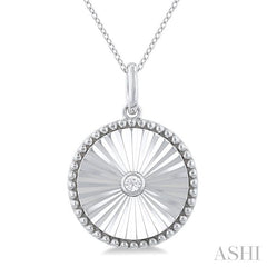 ASHI Silver Circle Shape Fluted Medallion Diamond Pendant 84209PPSGSLPD-RD