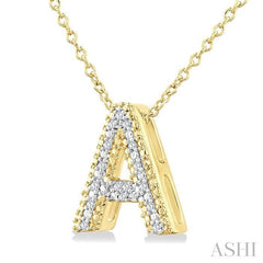 ASHI Gold Vermeil Bubble 'A' Initial Diamond Pendant 84219PPSSSLPD-A-GV
