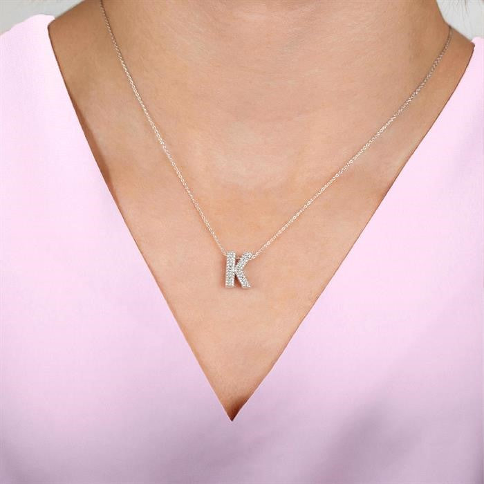 ASHI Silver Bubble 'A' Initial Diamond Pendant 84219PPSSSLPD-A