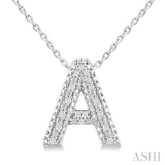 ASHI Silver Bubble 'A' Initial Diamond Pendant 84219PPSSSLPD-A