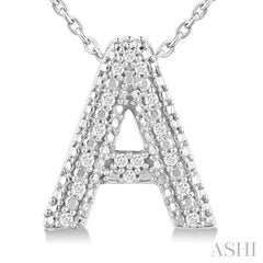 ASHI Silver Bubble 'A' Initial Diamond Pendant 84219PPSSSLPD-A
