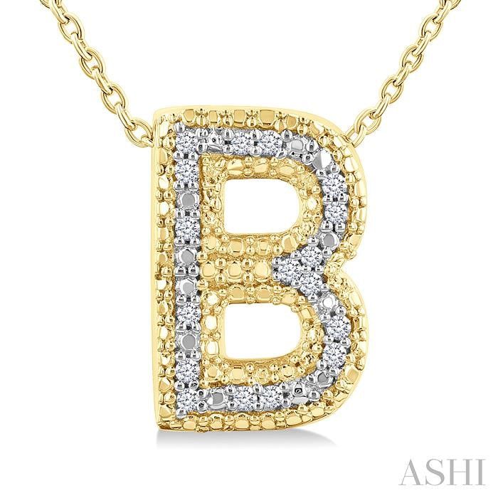 ASHI Gold Vermeil Bubble 'B' Initial Diamond Pendant 84219PPSSSLPD-B-GV