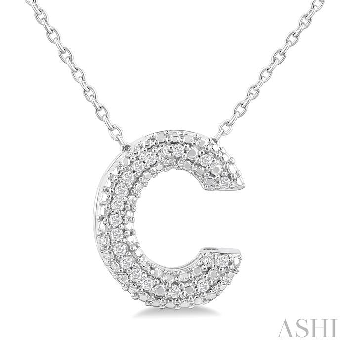 ASHI Silver Bubble 'C' Initial Diamond Pendant 84219PPSSSLPD-C