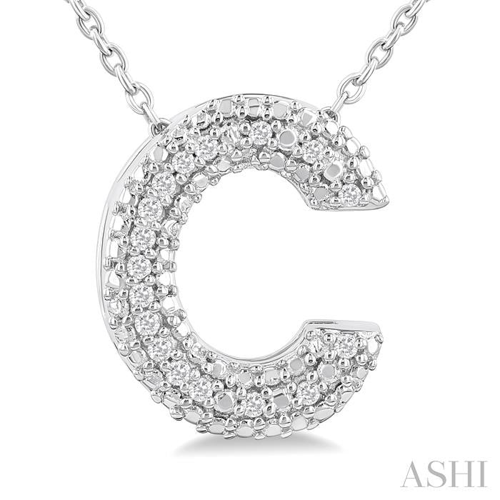 ASHI Silver Bubble 'C' Initial Diamond Pendant 84219PPSSSLPD-C