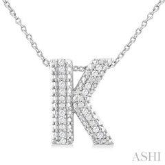 ASHI Silver Bubble 'K' Initial Diamond Pendant 84219PPSSSLPD-K