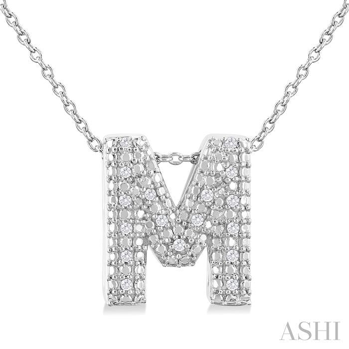ASHI Silver Bubble 'M' Initial Diamond Pendant 84219PPSSSLPD-M