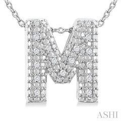 ASHI Silver Bubble 'M' Initial Diamond Pendant 84219PPSSSLPD-M