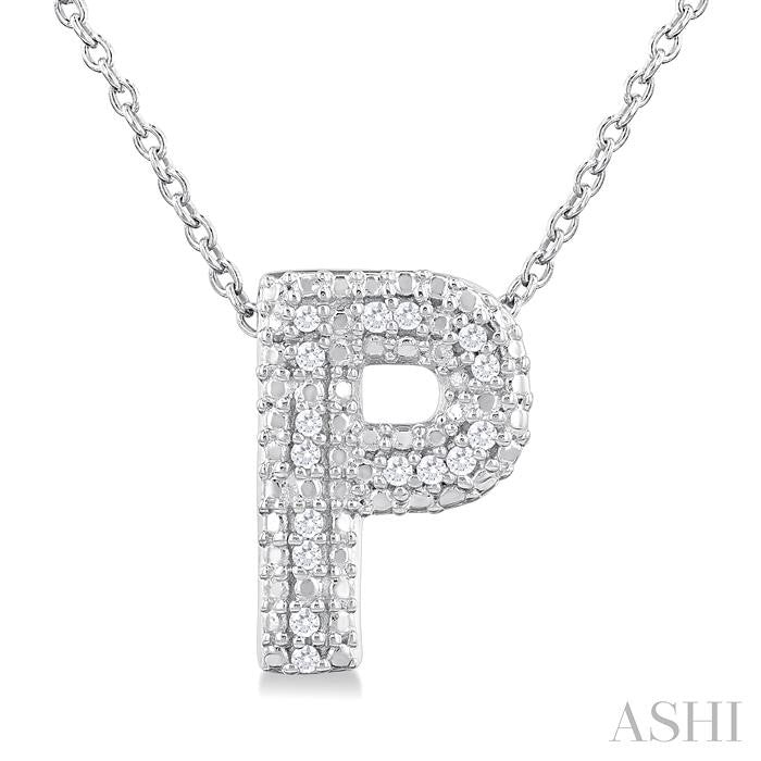 ASHI Silver Bubble 'P' Initial Diamond Pendant 84219PPSSSLPD-P