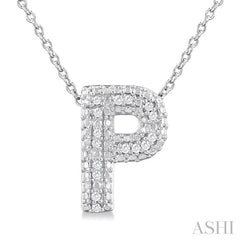 ASHI Silver Bubble 'P' Initial Diamond Pendant 84219PPSSSLPD-P