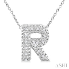 ASHI Silver Bubble 'R' Initial Diamond Pendant 84219PPSSSLPD-R