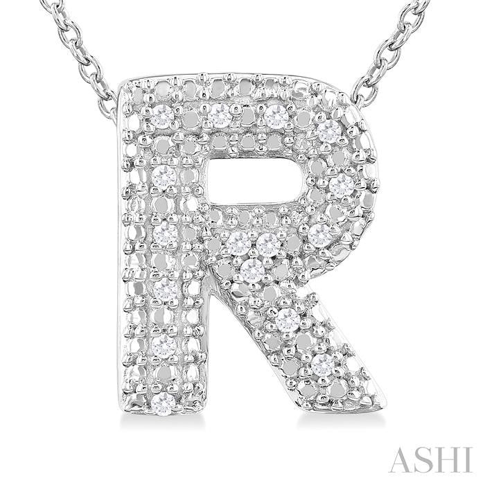 ASHI Silver Bubble 'R' Initial Diamond Pendant 84219PPSSSLPD-R