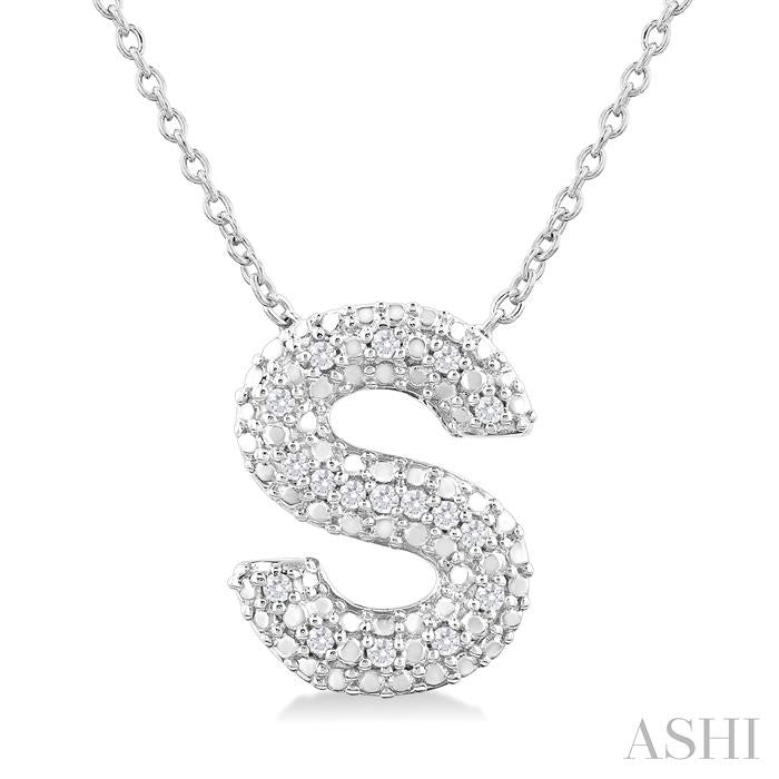 ASHI Silver Bubble 'S' Initial Diamond Pendant 84219PPSSSLPD-S