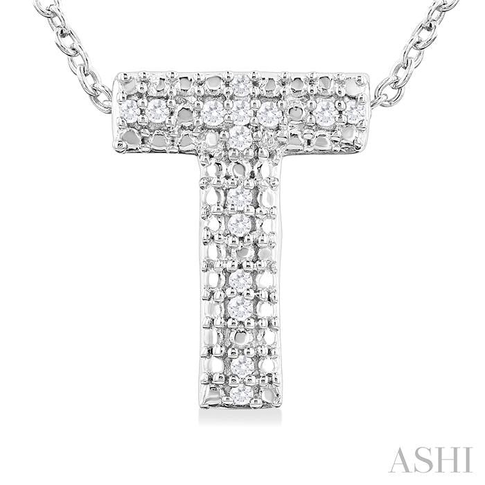ASHI Silver Bubble 'T' Initial Diamond Pendant 84219PPSSSLPD-T