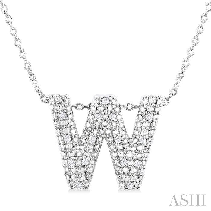 ASHI Silver Bubble 'W' Initial Diamond Pendant 84219PPSSSLPD-W