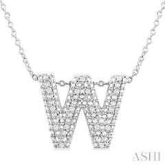 ASHI Silver Bubble 'W' Initial Diamond Pendant 84219PPSSSLPD-W