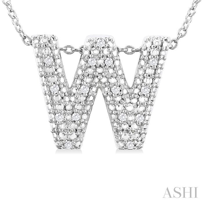 ASHI Silver Bubble 'W' Initial Diamond Pendant 84219PPSSSLPD-W