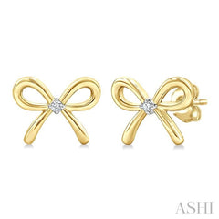 ASHI Gold Vermeil Bow Diamond Fashion Earrings 84229PPSGSLER-GV